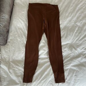 lululemon athletica Brown Ribbed Leggings Sleek Stretchy Fit